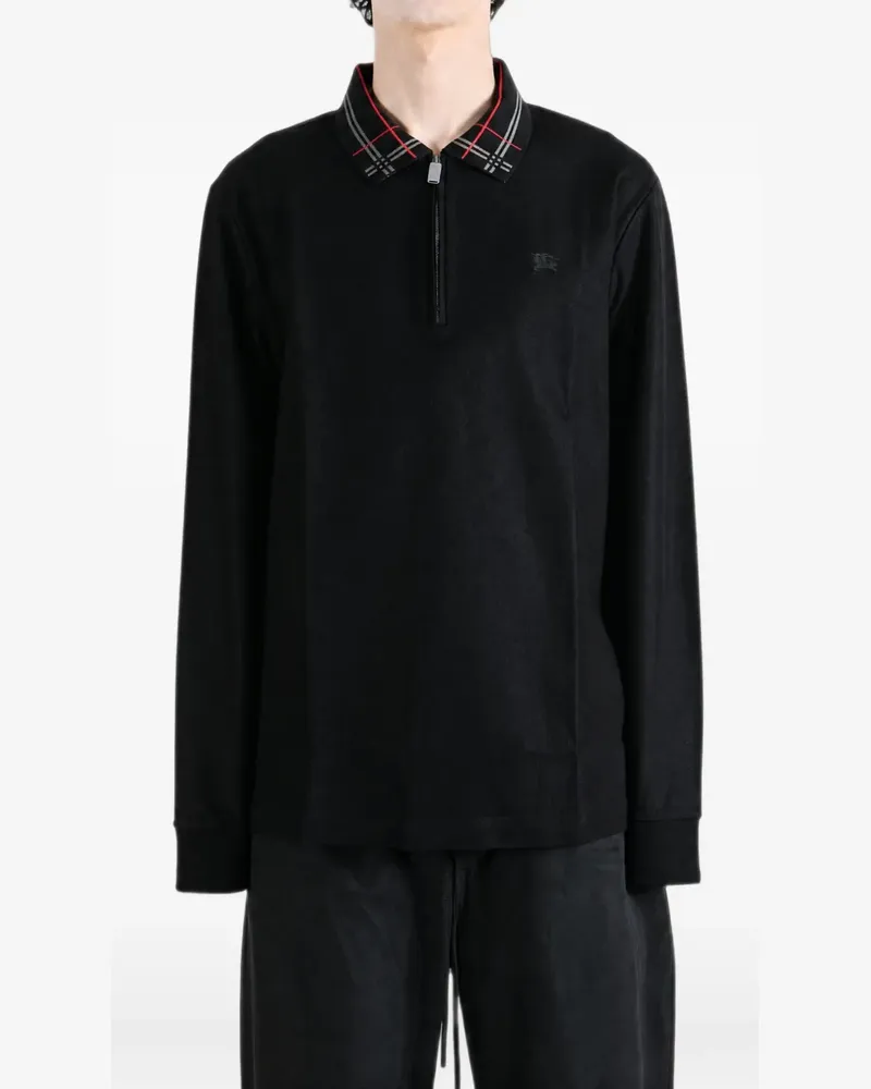 Burberry Poloshirt mit Check-Kragen - Schwarz Schwarz