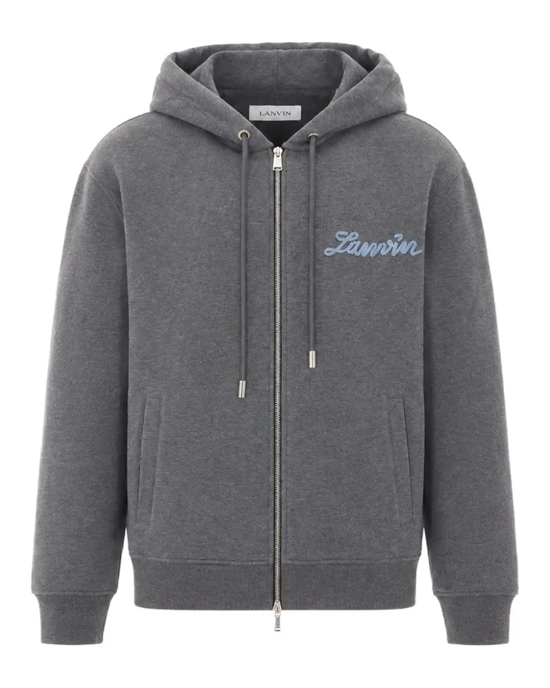 Lanvin ribbon zip-up hoodie in cotton and cashmere - Grau Grau