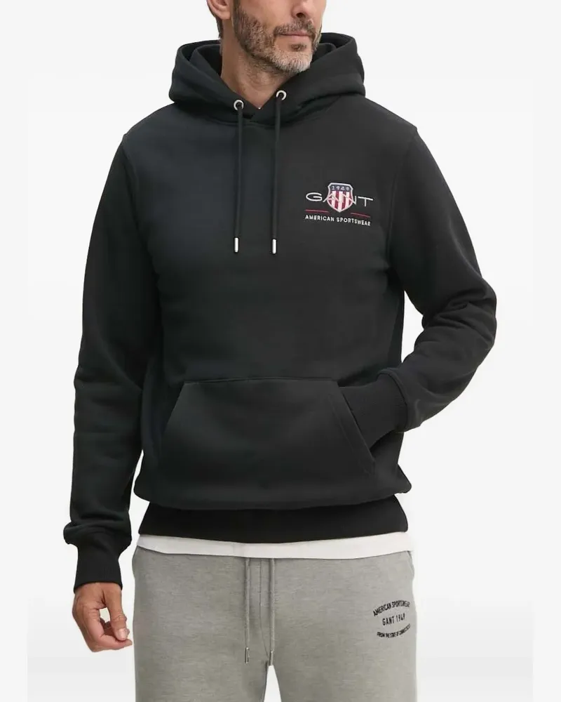 Gant Mittelgroßer Archive Shield Hoodie mit Logo-Stickerei - Schwarz Schwarz