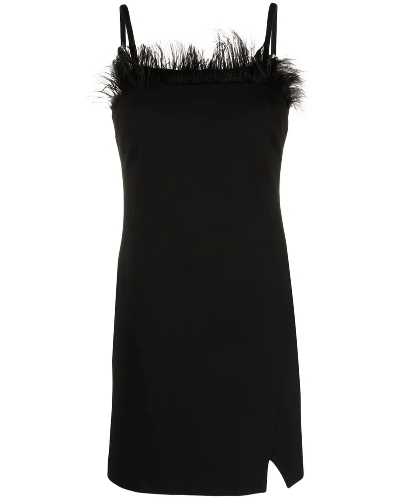 Twin-Set Schmales Minikleid mit Federbesatz - Schwarz Schwarz