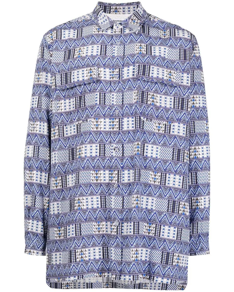 White Mountaineering Gemustertes Hemd - Blau Blau