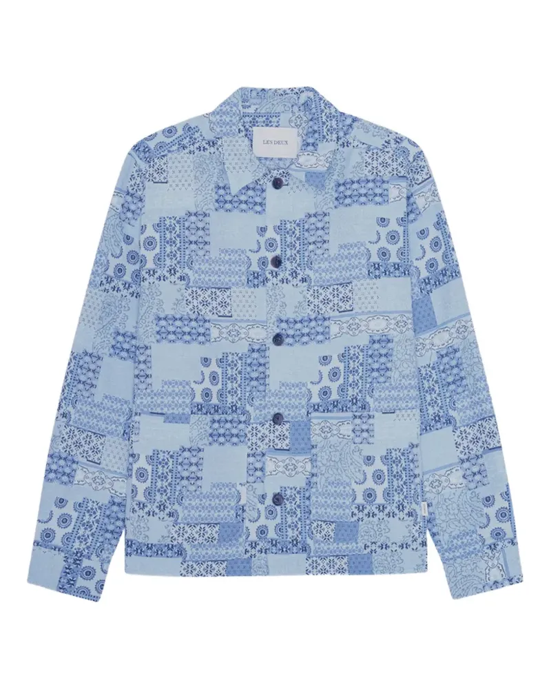 LES DEUX Jacke im Patchwork-Look mit Paisley-Print - Blau Blau