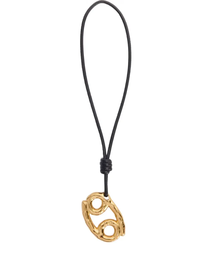 Jil Sander Zodiac charm leather necklace - Gold Gold