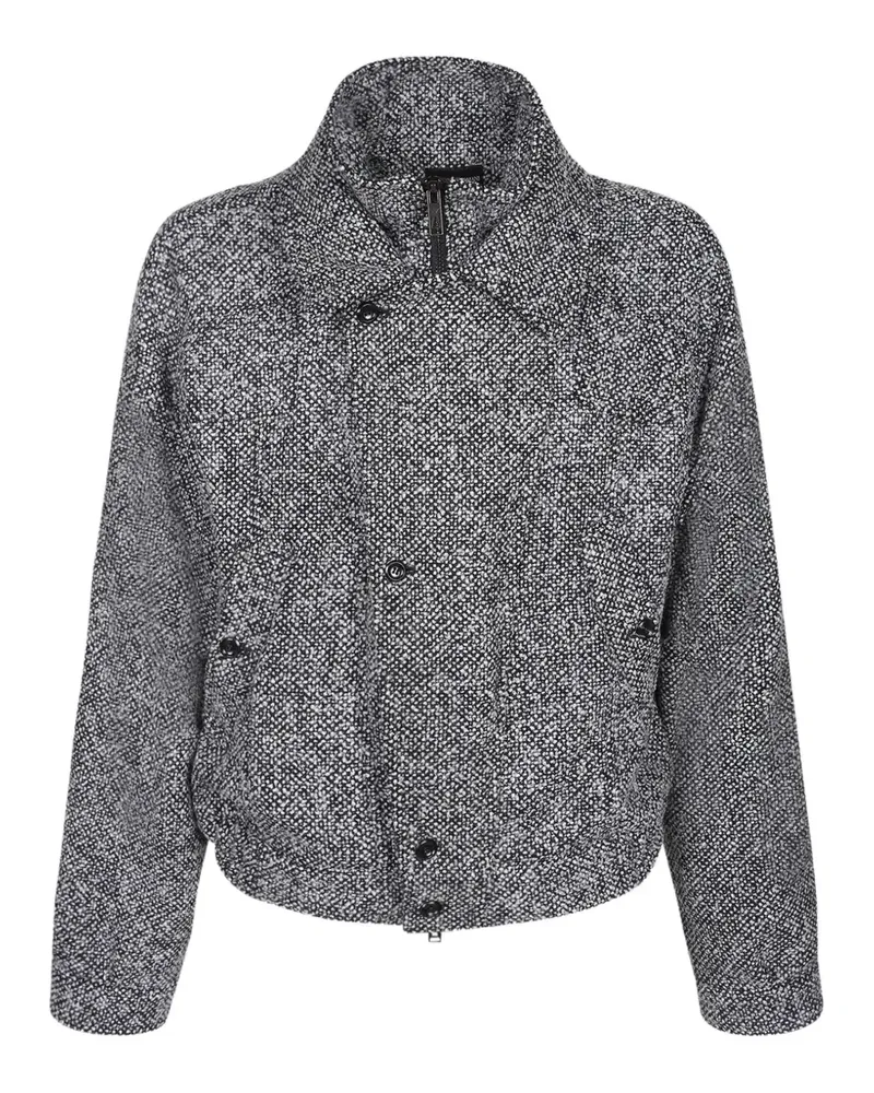 Emporio Armani Jacke mit Fischgrätenmuster und Reißverschluss vorne - Schwarz Schwarz