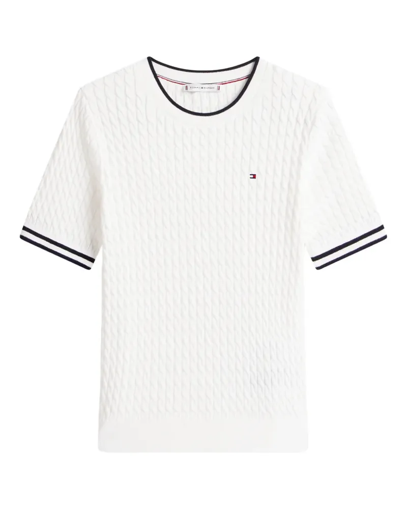 Tommy Hilfiger Oberteil mit Zopfmuster - Weiß Weiß