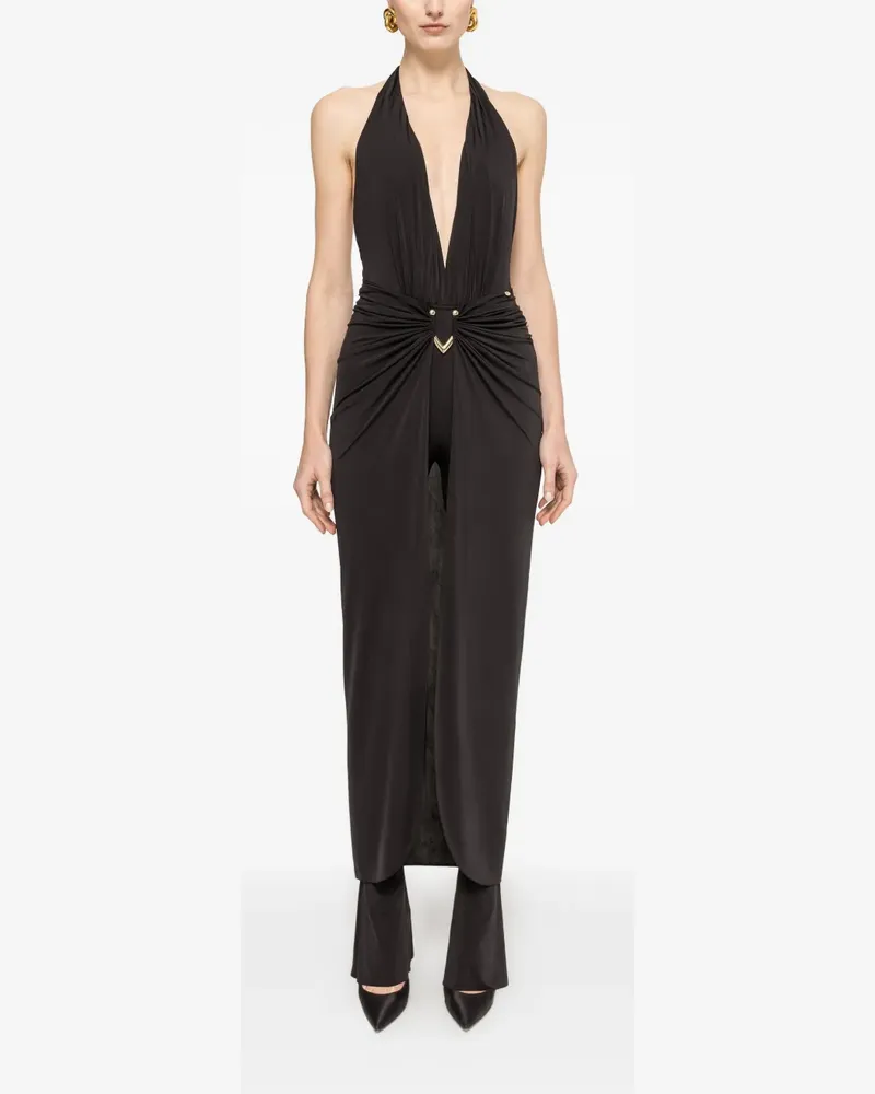NISSA backless layered jumpsuit - Schwarz Schwarz