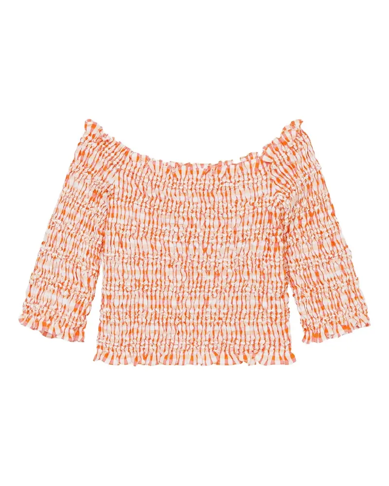 Kenzo ruffled vichy-pattern blouse - Orange Orange