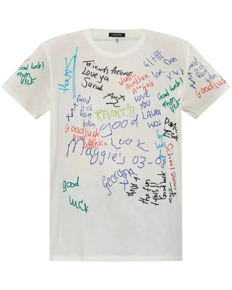 R13 T-Shirt mit Text-Print - Weiß Weiß