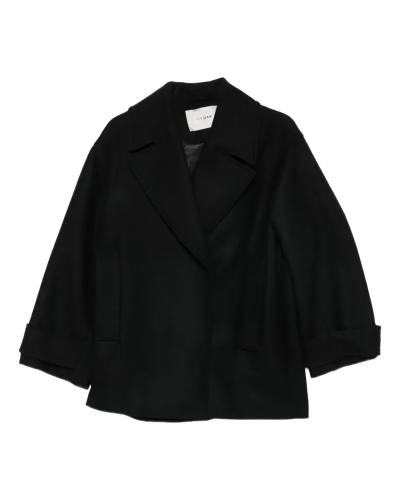 IVI Collection Carly Mantel mit fallendem Revers - Schwarz Schwarz