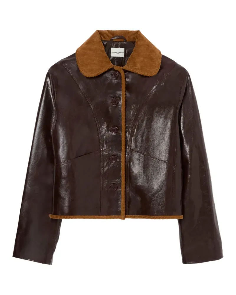 Claudie Pierlot Lederjacke in Glanzoptik - Braun Braun