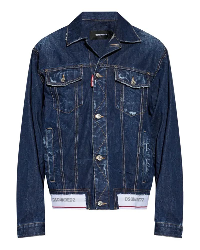 Dsquared2 distressed logo-trim denim jacket - Blau Blau