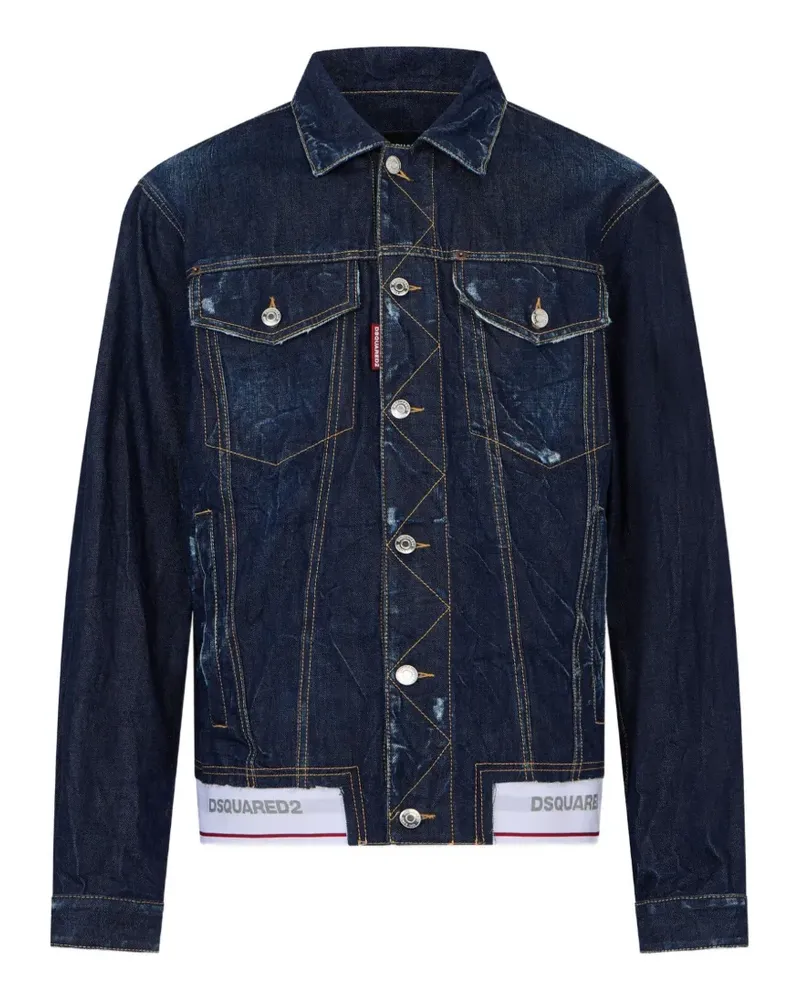 Dsquared2 Jeansjacke im Distressed-Look mit Logo - Blau Blau