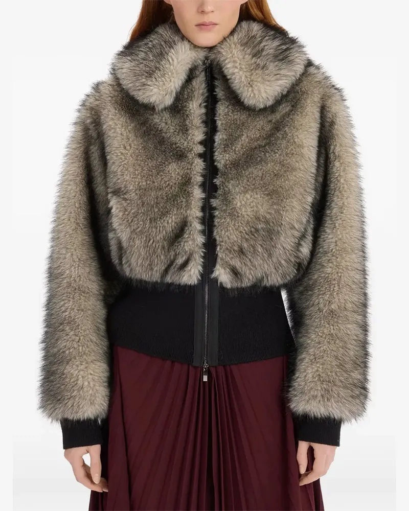 HIGH Brogue faux-fur cropped jacket - Grau Grau