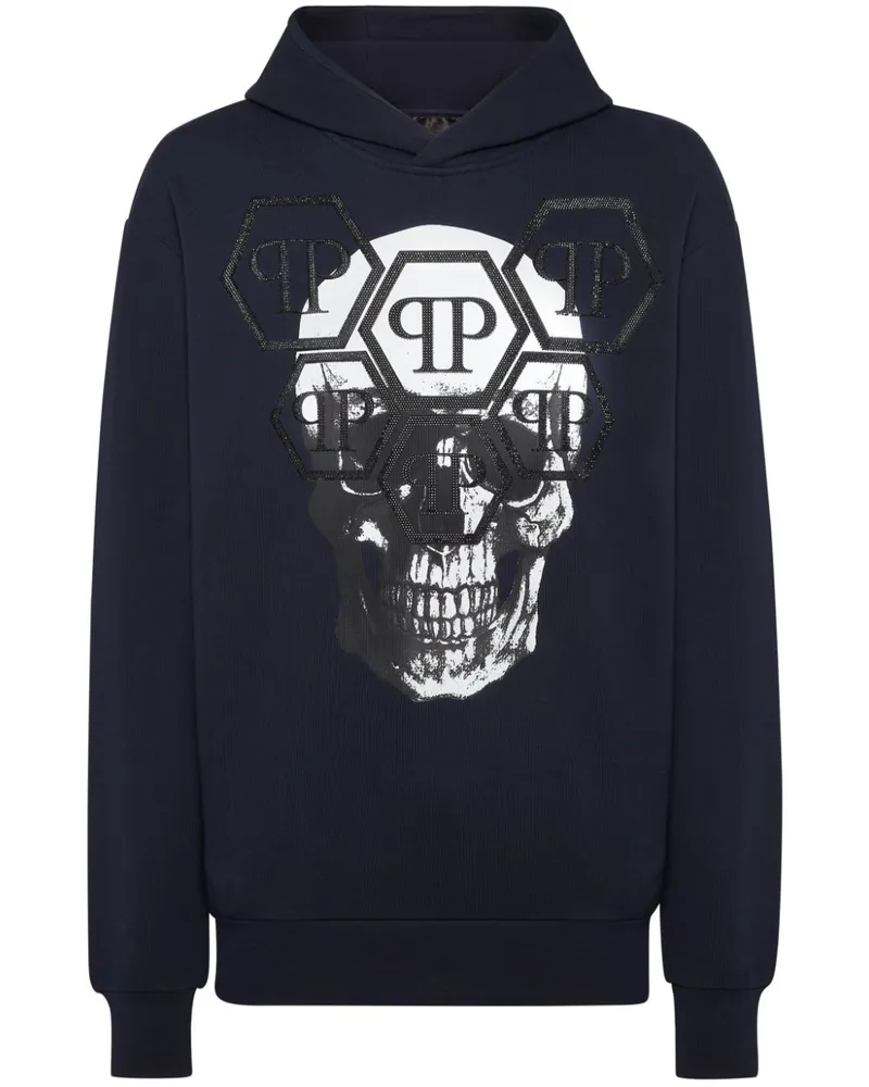Philipp Plein Langärmeliger Skull Hoodie - Blau Blau
