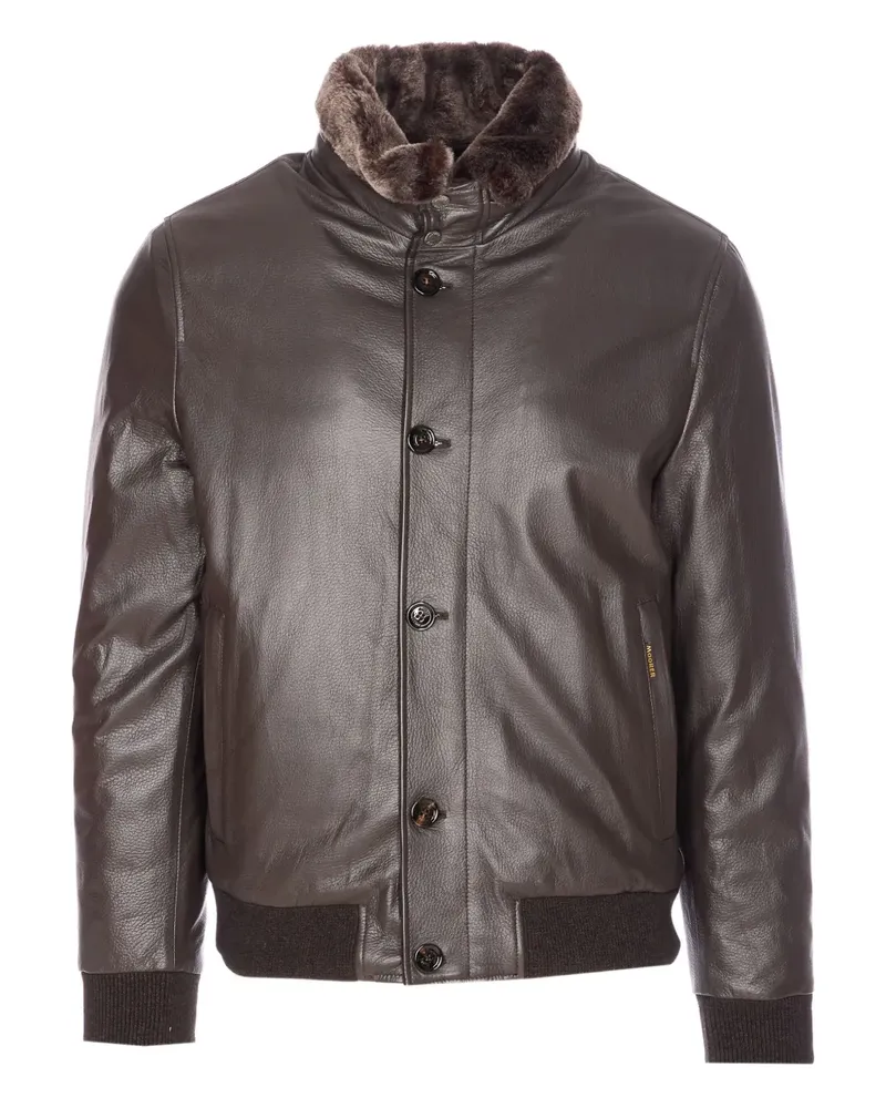MOORER Lederjacke mit Stehkragen - Braun Braun