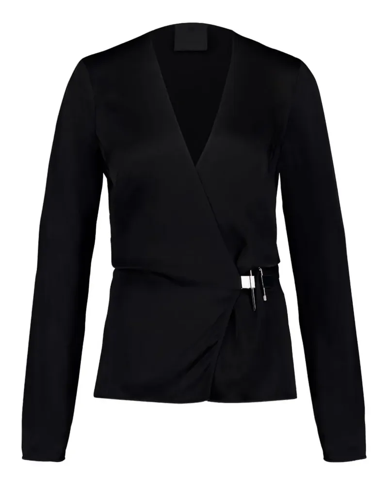 Givenchy Gewickeltes Satintop mit V-Ausschnitt - Schwarz Schwarz