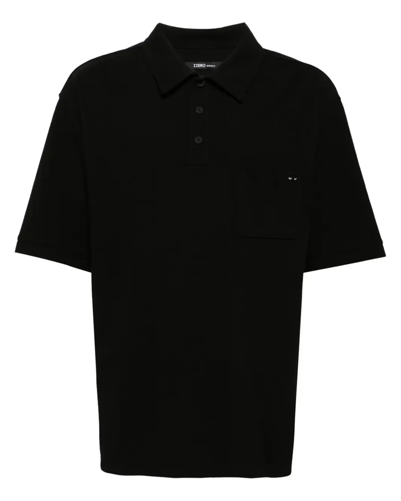 SONGZIO Poloshirt aus Pikee mit Logo - Schwarz Schwarz