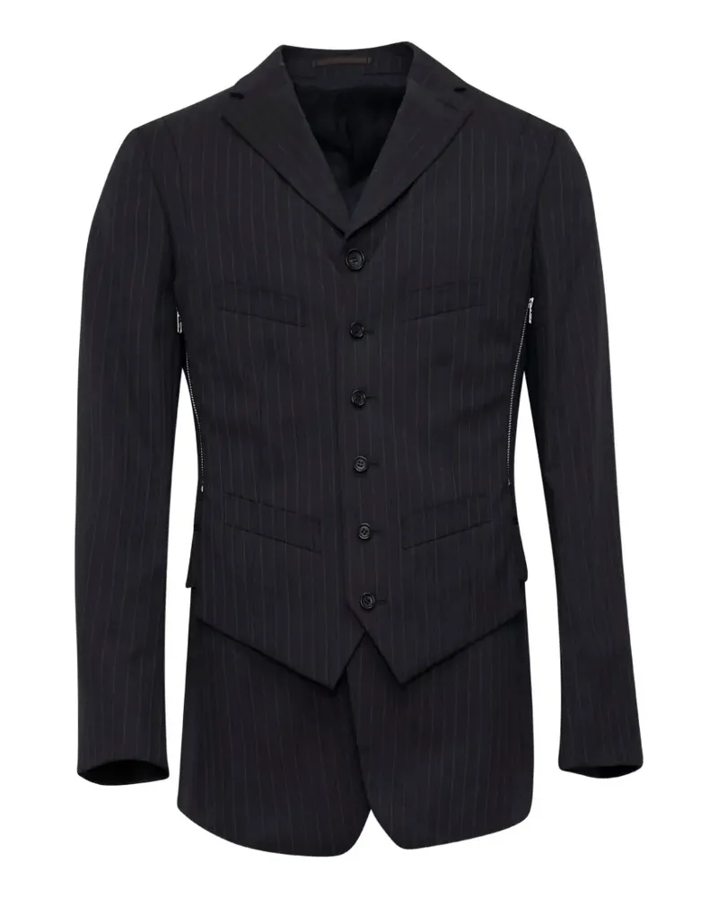 Comme des Garçons Dobby pinstripe-pattern zip-detail blazer - Blau Blau