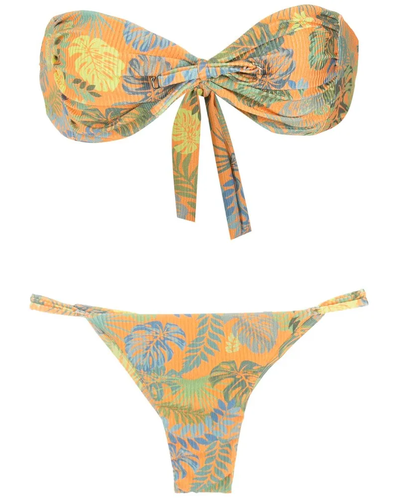 Amir Slama Bandeau-Bikini mit Print - Orange Orange