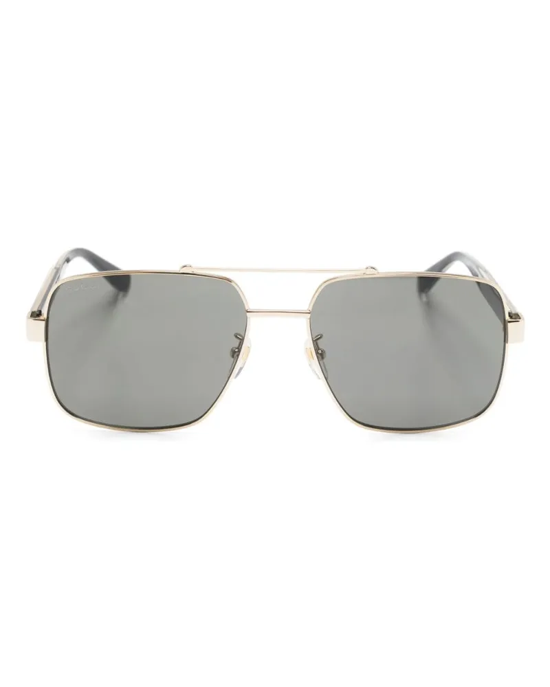 Gucci Sonnenbrille mit Web-Bügeln - Gold Gold