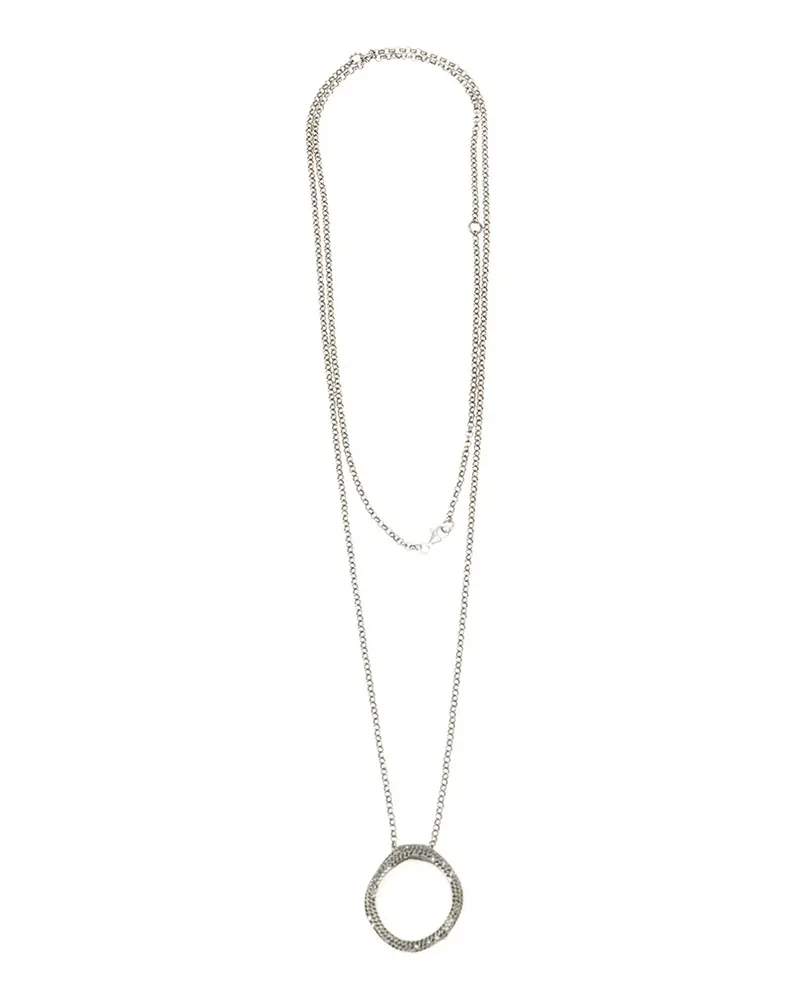 Rosa Maria Silberhalskette mit rundem Diamantenanhänger Silber