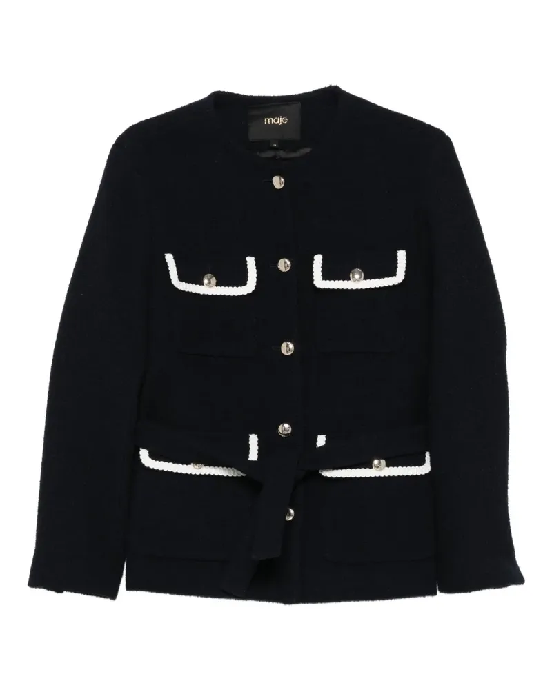 Maje Tweed-Jacke mit Gürtel - Blau Blau