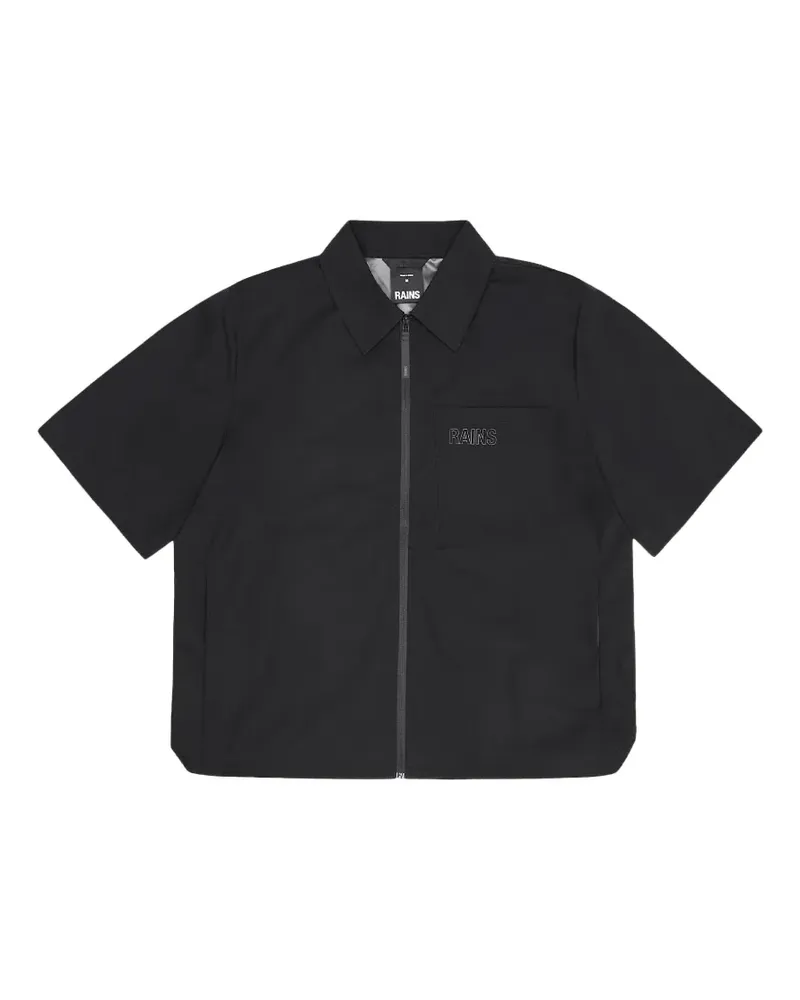 RAINS zip-up short-sleeve shirt - Schwarz Schwarz