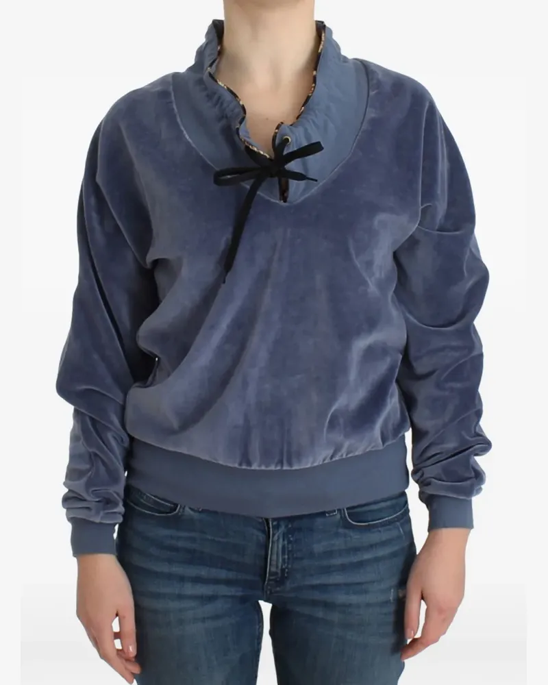 Roberto Cavalli Kordelzug-Sweatshirt mit Strass - Blau Blau