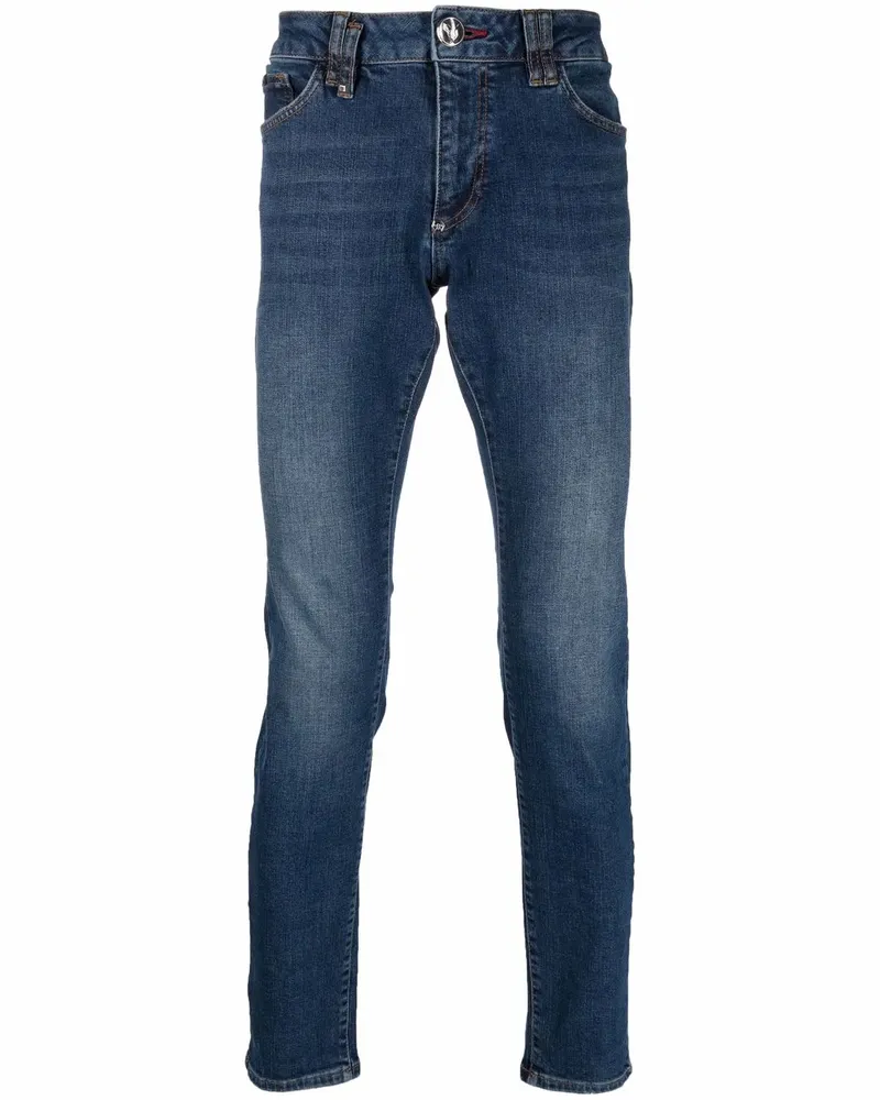 Philipp Plein Halbhohe Slim-Fit-Jeans - Blau Blau