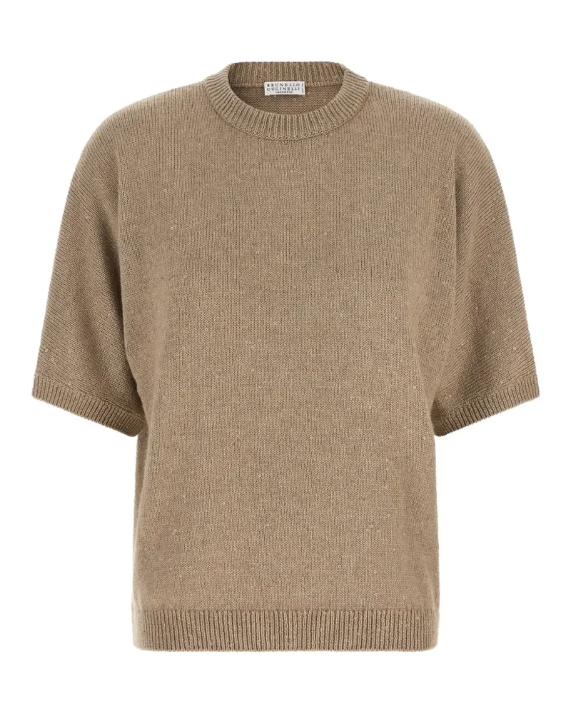 Brunello Cucinelli Diamante Pullover mit Pailletten - Nude Nude
