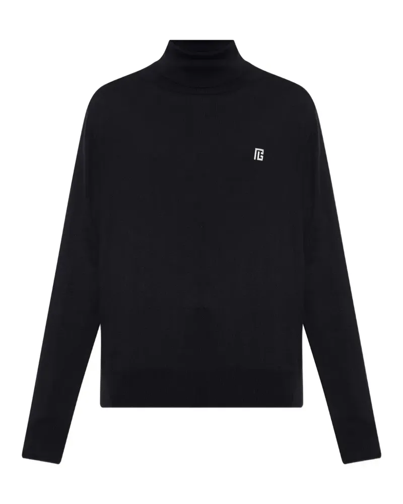 Balmain logo-embroidered roll-neck sweater - Schwarz Schwarz