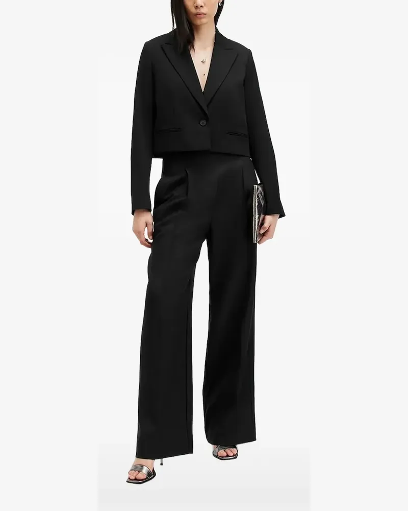 AllSaints Einreihiger Cropped-Blazer - Schwarz Schwarz