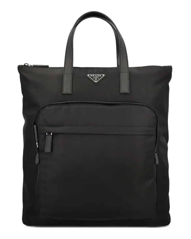 Prada logo-plaque tote bag - Schwarz Schwarz