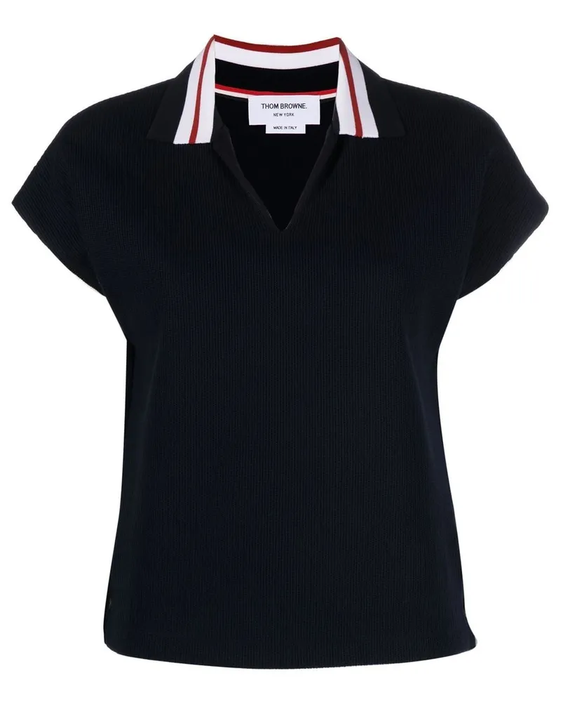 Thom Browne Gestreiftes Poloshirt - Blau Blau