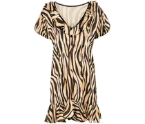 Gerüschtes Kleid mit Zebra-Print
