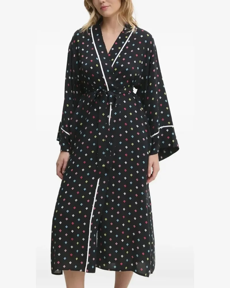 DKNY Bademantel mit Logo-Print - Schwarz Schwarz