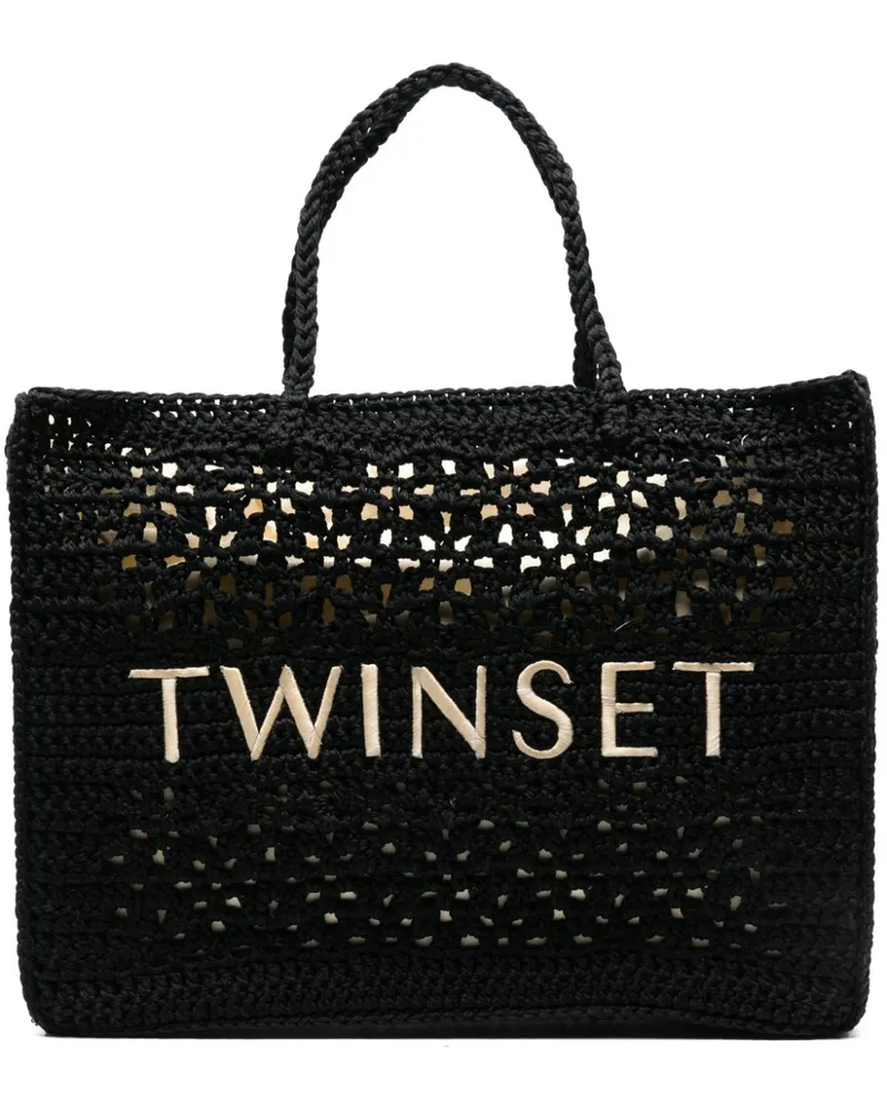 Twin-Set Handtasche mit Logo - Schwarz Schwarz