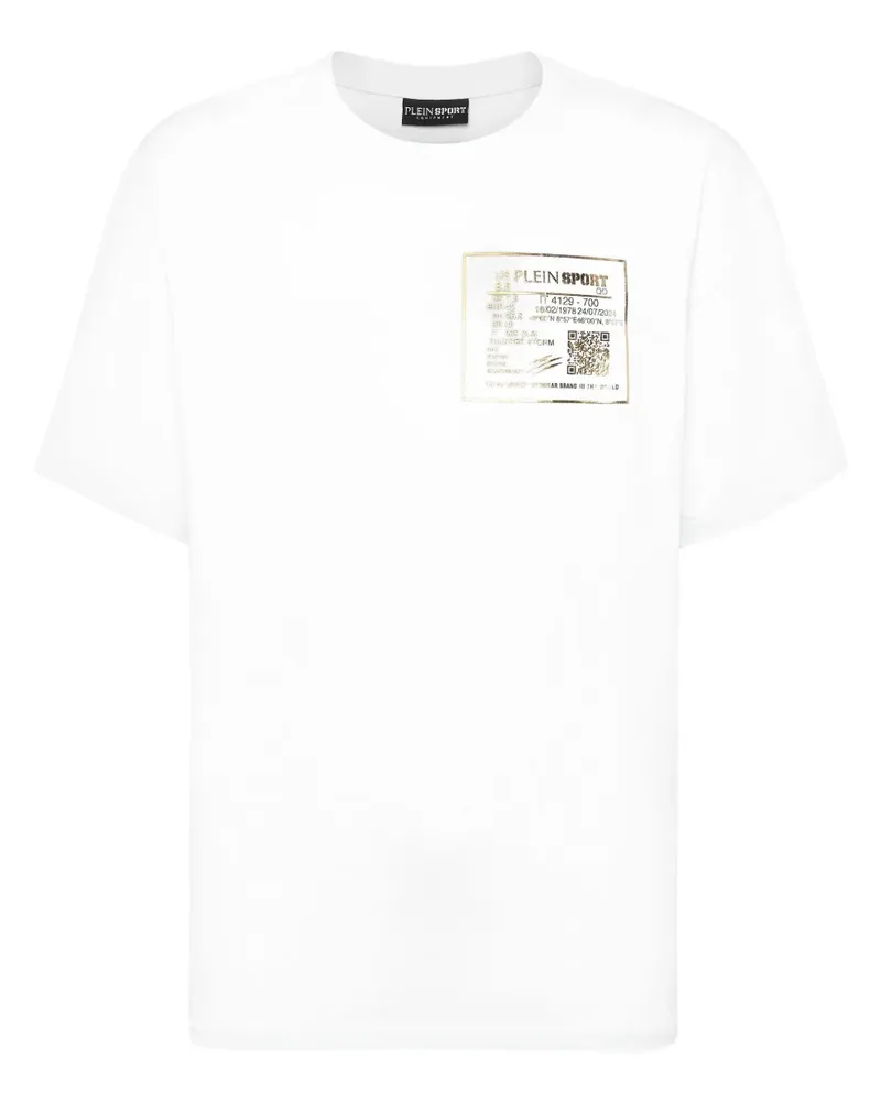 Philipp Plein T-Shirt mit goldfarbenem Logo - Weiß Weiß