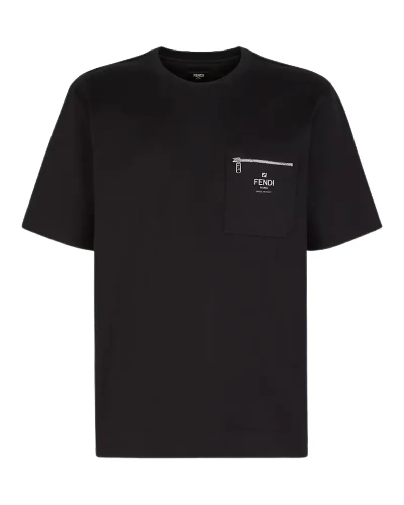 Fendi T-Shirt mit Reißverschlusstasche - Schwarz Schwarz
