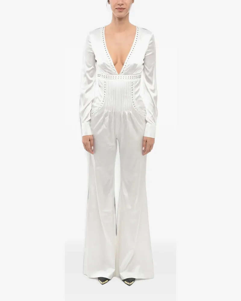 Philipp Plein stud-embellished satin jumpsuit - Weiß Weiß