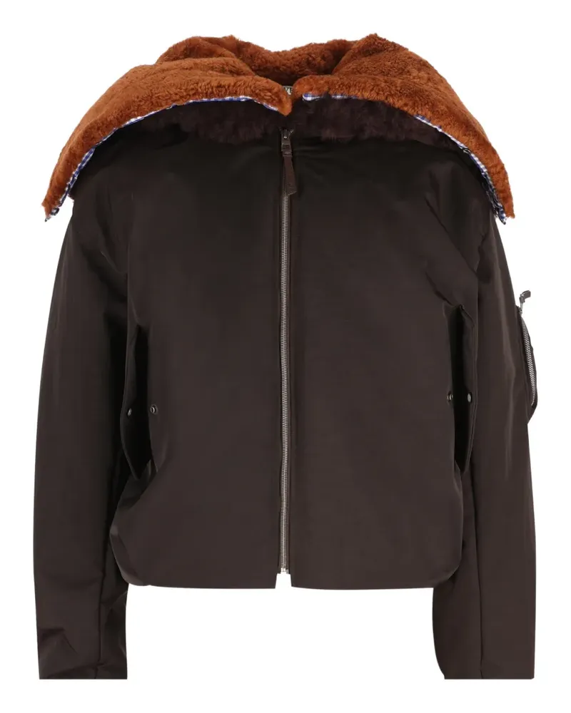 Loewe shearling-trimmed bomber jacket - Braun Braun
