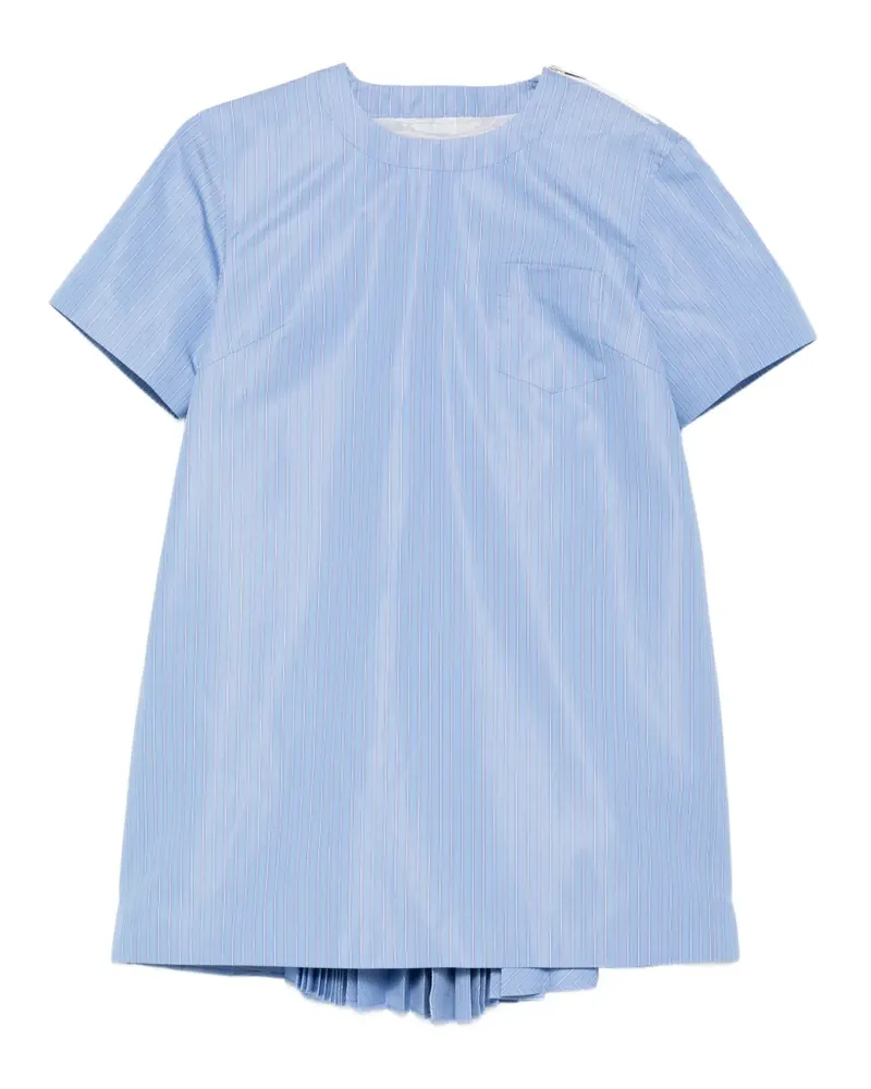 Sacai Gestreiftes Kleid mit Brusttasche - Blau Blau