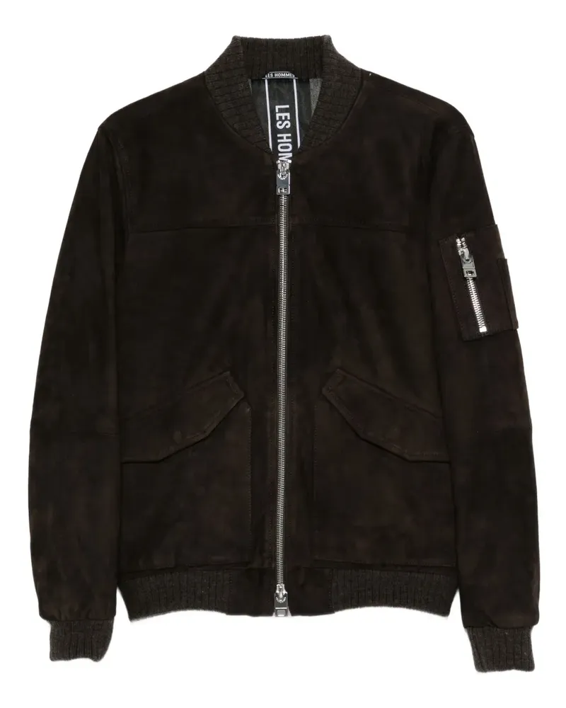 Les Hommes panelled zip-up bomber jacket - Braun Braun