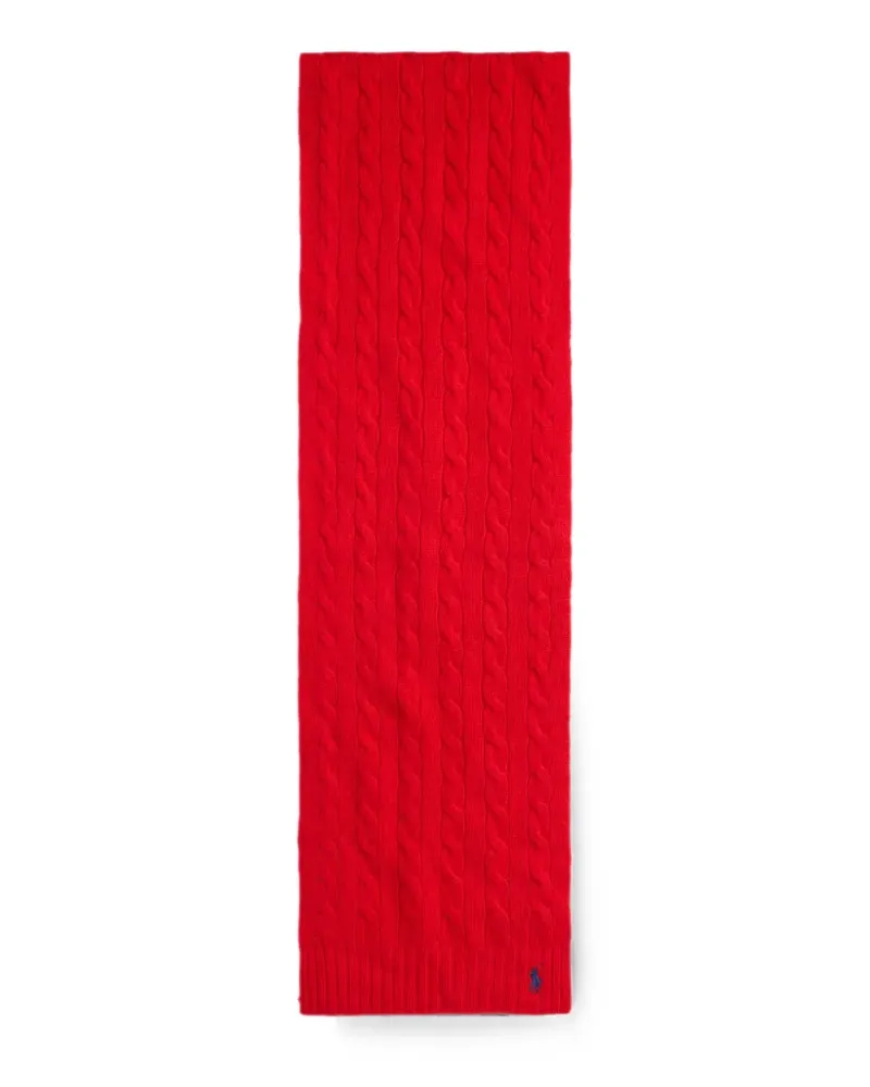 Ralph Lauren Bestickter Schal mit Zopfmuster - Rot Rot