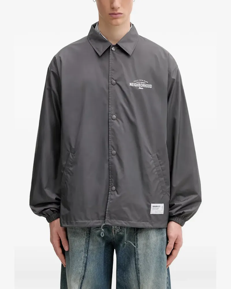 Neighborhood logo-print shirt jacket - Grau Grau