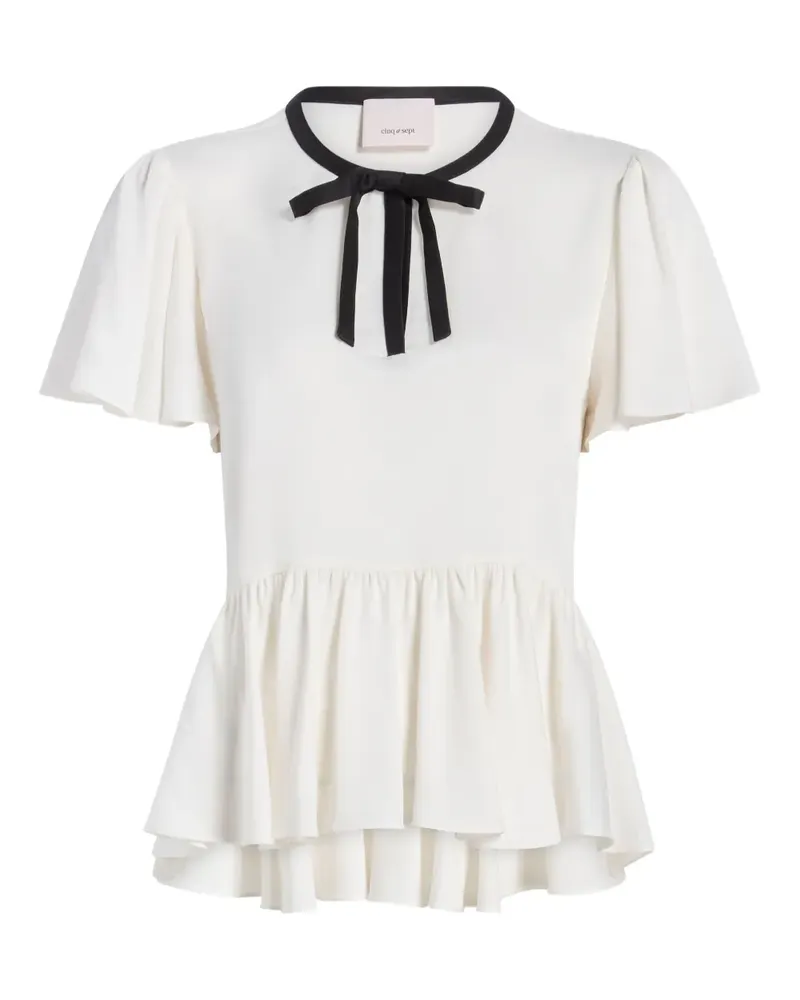 Cinq à Sept Gerüschtes Heloise Oberteil mit Krawatte - Weiß Weiß