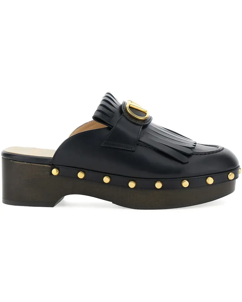 Valentino Garavani Signature Mules mit Fransen - Schwarz Schwarz