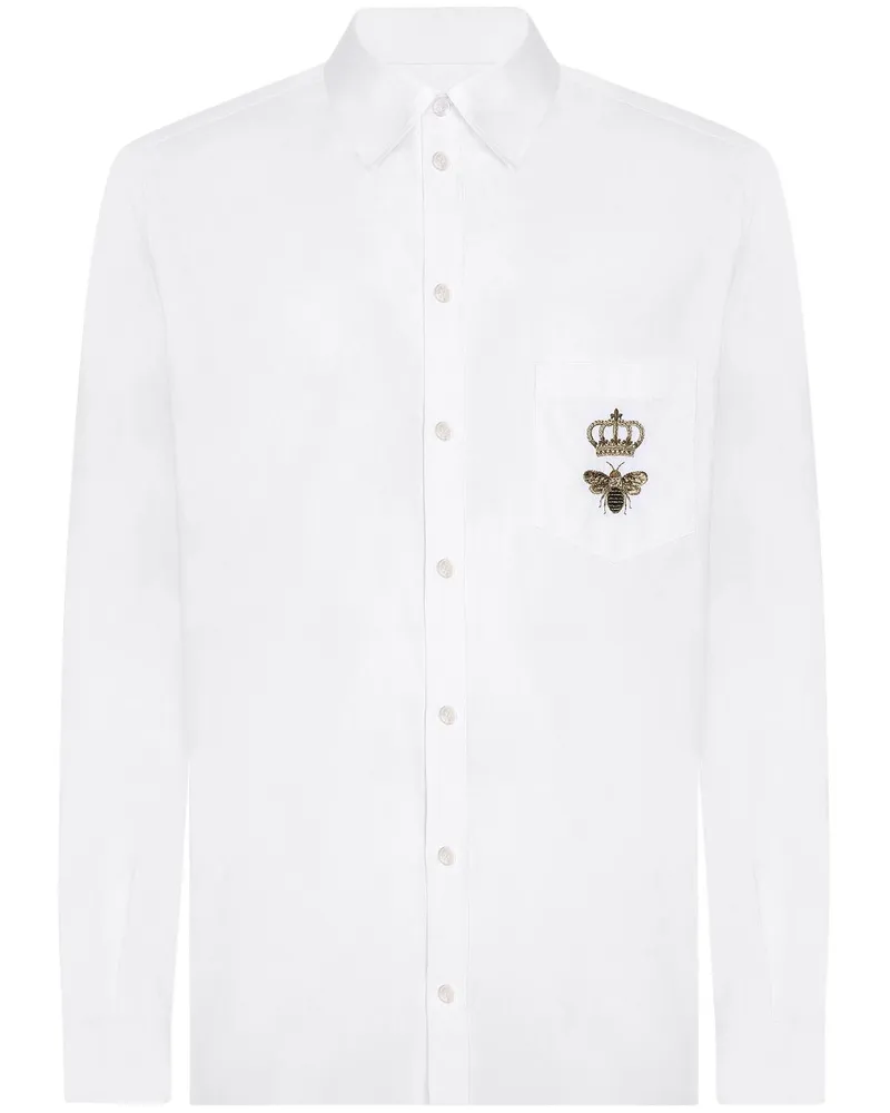 Dolce & Gabbana Hemd mit Logo-Stickerei Weiß