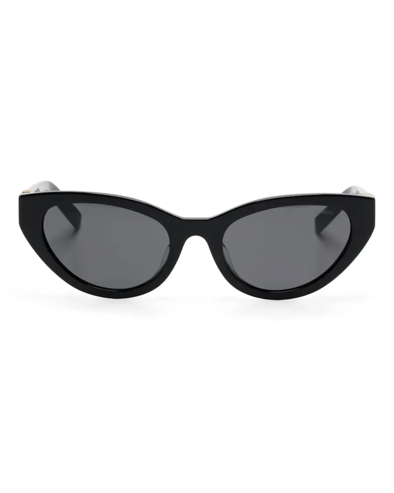 Miu Miu Sonnenbrille mit Logo-Schild - Schwarz Schwarz