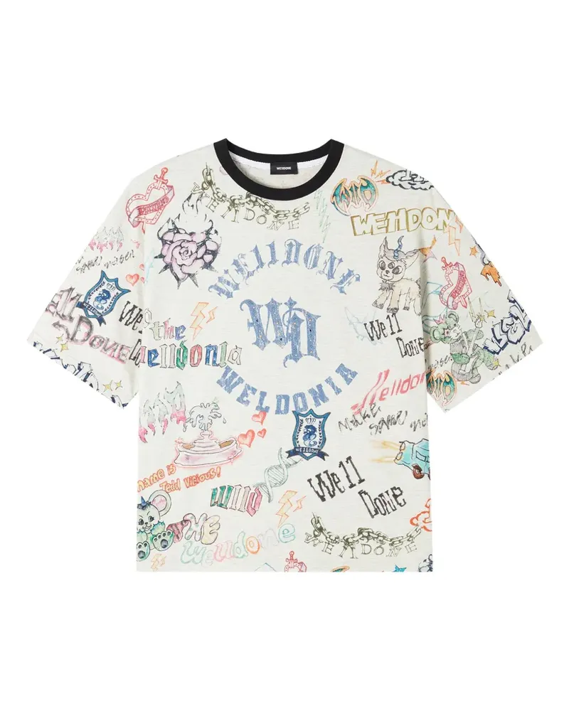 WE 11 DONE T-Shirt mit grafischem Print - Nude Nude